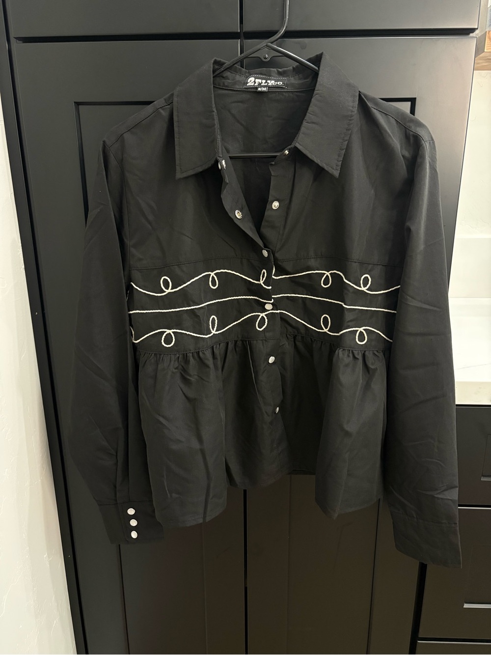 Western embroidered Peplum Shirt pearl snap